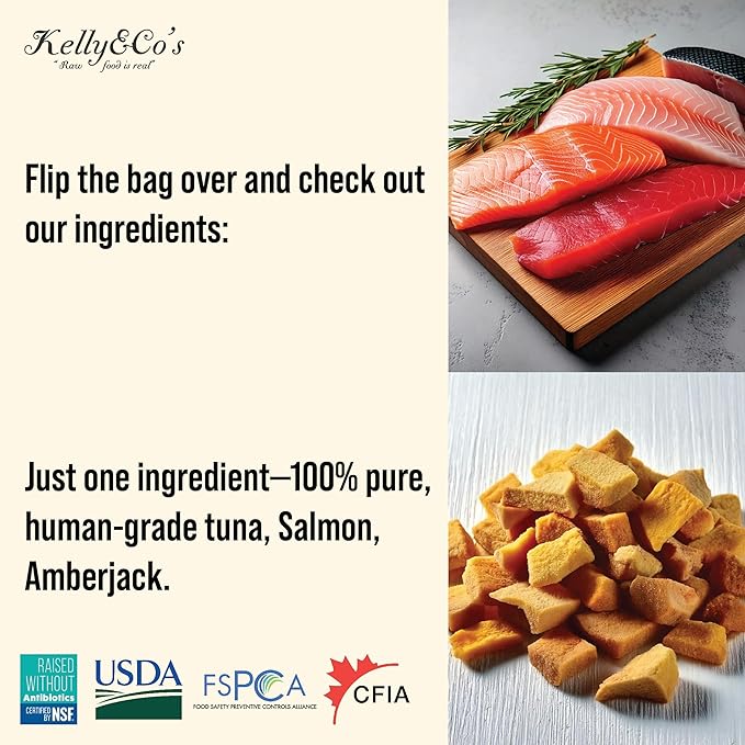KELLY & CO'S Freeze Dried Cat Treats Made from a Single Ingredient. Grain Free, high Protein Healthy cat Treats (1.4 oz x 4 Packs) Minimally Processed Indulgent Treat (Fish Trio)