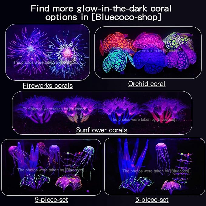 Soft Silica Gel Moves Naturally with Water Flow, Aquarium Decorations Glow in The Dark, Glowing Coral Ornaments for Fish Tank Decorations (Green, Fireworks)