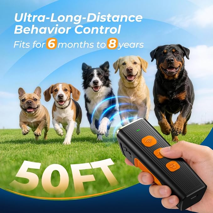 Ultrasonic Dog Bark Deterrent Devices 3X Anti Barking Device for Dogs,Humane Dog Training Tools with LED Flashlight & Beep,Rechargeable Bark Control for Indoor Outdoor Safe & Effective Trainer