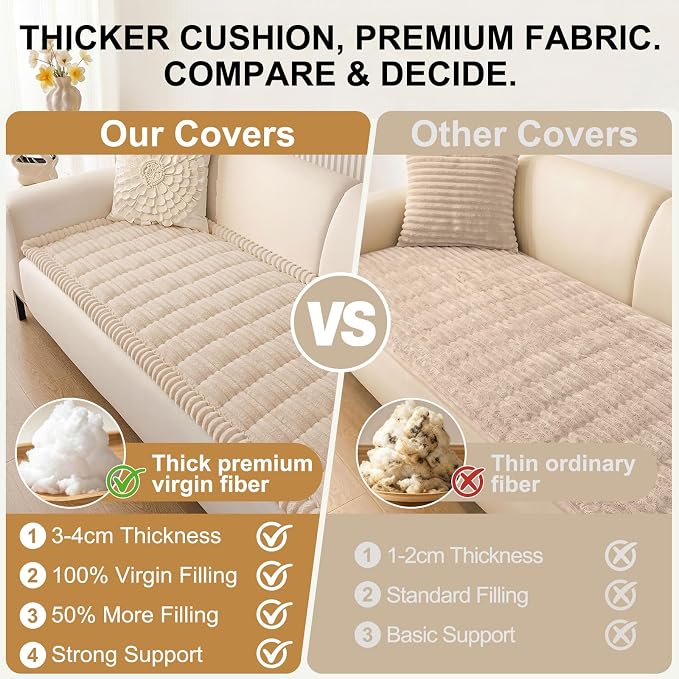 Smiry Couch Cover for Dogs, Non Slip Washable Sofa Protector for Pets, Soft Furniture Cover for Pet, Stylish Sofa Covers, Cozy Protect Against Fur, Dirt & Everyday Messes (Apricot, 35.4" x 63")