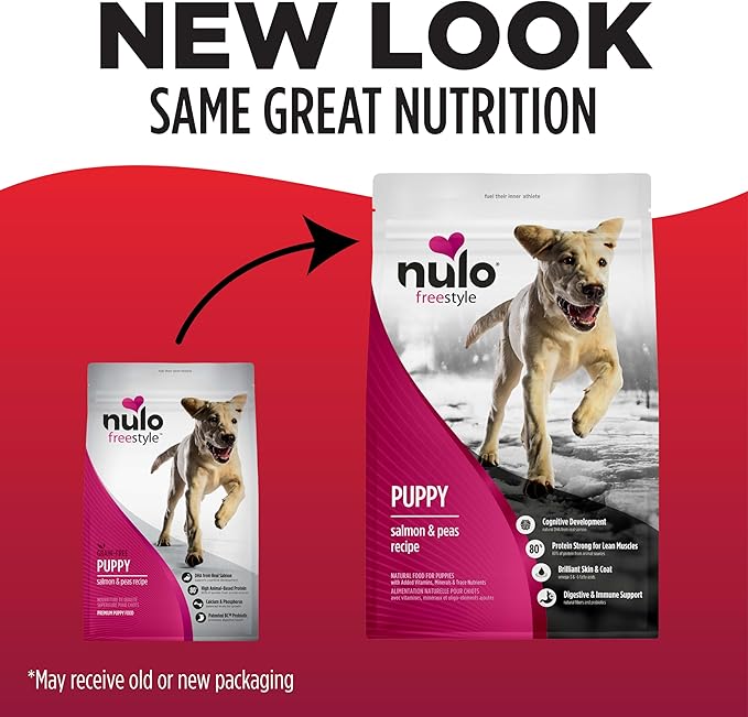 Nulo Freestyle Dry Puppy Food - Salmon & Peas, Premium Grain Free Dog Food for Puppies, Natural, High Protein Kibble with DHA, Omega 3 & Probiotics, for Small and Medium Breeds, 6lb Bag