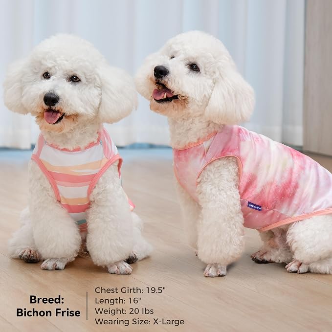 cyeollo 2pack Dog Cooling Shirt, Breathable Sleeveless Summer Clothes for Dogs, Intant Cool T Shirts for Medium Large Dogs, Pink 2XL