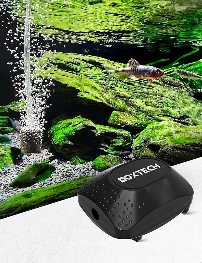 UPETTOOLS Single Outlet Aquarium Air Pump, Aquarium Bubbler Kit with Air Tubing/Bubble Stone/Check Valve Accessories, Quiet Oxygen Pump for 20 to 100 Gallon Fish Tanks