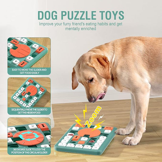 FOXMM Dog Puzzle Toys,Interactive Treat Puzzle Dog Toy for IQ Training & Mental Stimulating,Treat Puzzle Dispensing with Squeaky Design for Large Medium Smart Dogs