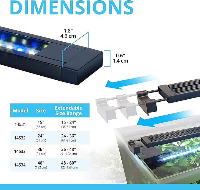 Fluval Aquasky 2.0 Bluetooth LED Aquarium Light – 18W, 24–36" | RGB + 6500K White | App Controlled with Weather & 24-Hour Light Cycle | IP67 Waterproof | Wide 120 Degree Light Spread