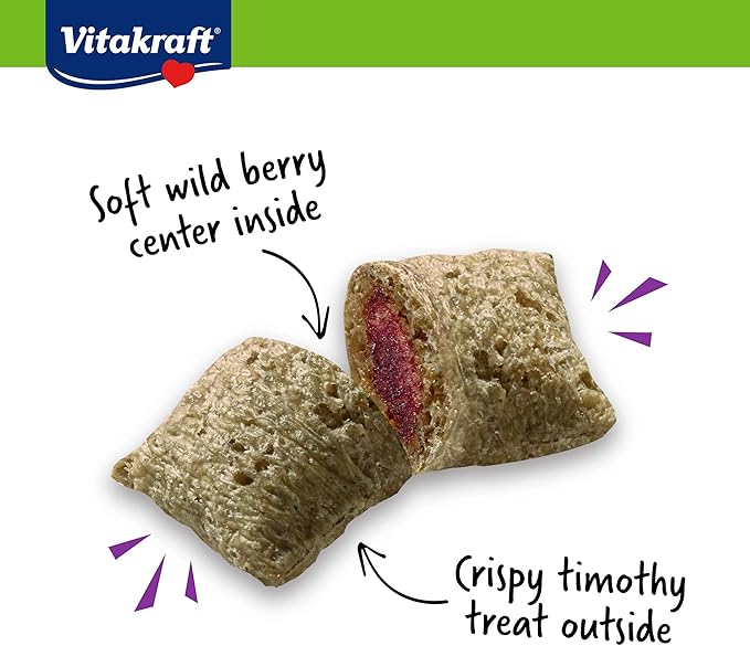 Vitakraft Bursts Small Animal Treat Wildberry Flavor 1.76 oz - Crispy Outside with Soft Berry Center - Fun Reward Snacks for Rabbits Guinea Pigs Hamsters and Other Small Pets (Pack of 2)