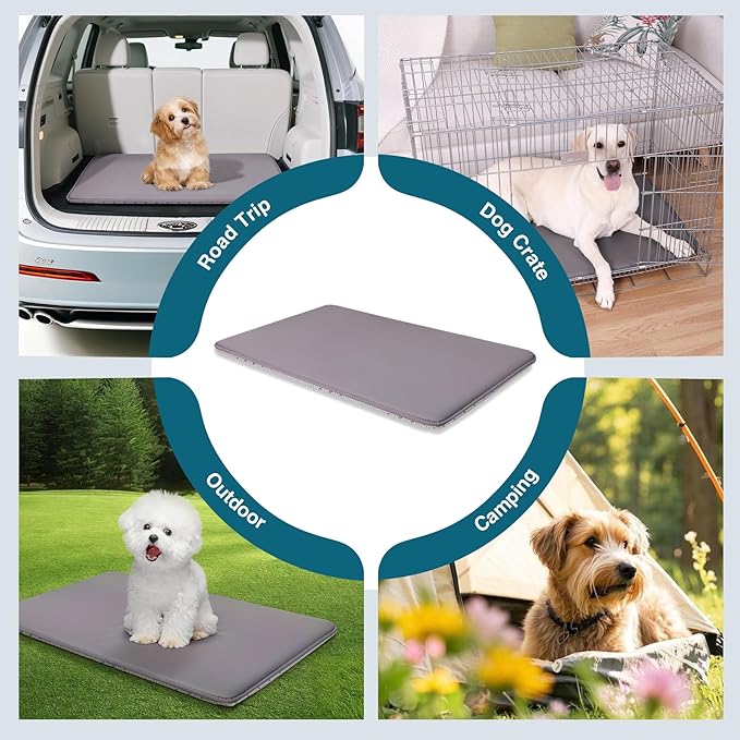 Dog Crate Pad Mat, Waterproof Kennel Cage Mat, Outdoor Pet Bed for Small Dogs, Outdoor Pet Bed with High Resilience Foam,Wipe Clean & Easy Rinse, Anti Slip 24 inch Graphite Grey