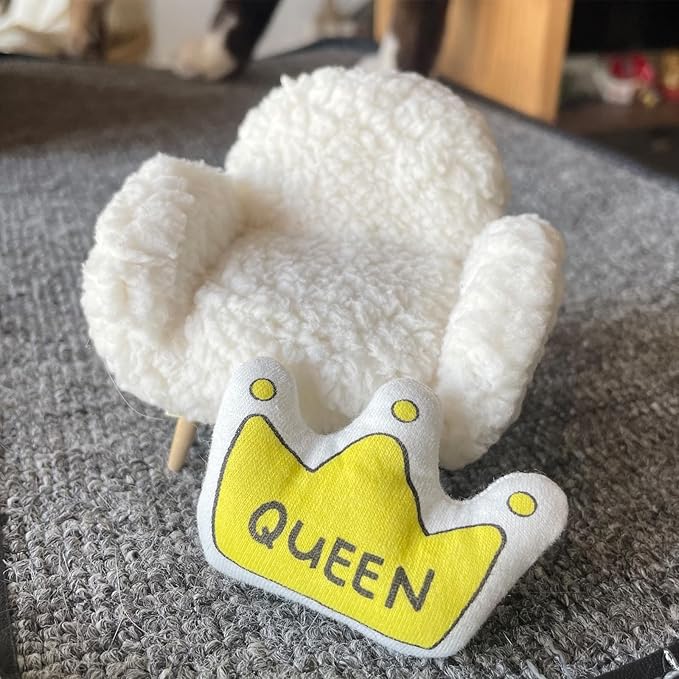 Hamster Mini Cotton Sofa Chair, Small Animal Blue Red Bed Cozy with Pillow, Cage Decor Photo Toys, Relax Habitat House Accessories, Sleep Pad Rest Nest for Hamster, Mice, Rat. (White Sofa)