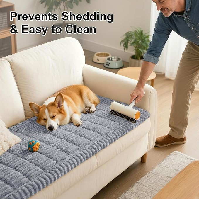 Smiry Couch Cover for Dogs, Non Slip Washable Sofa Protector for Pets, Soft Furniture Cover for Pet, Stylish Sofa Covers, Cozy Protect Against Fur, Dirt & Everyday Messes (Grey, 27.6" x 47")