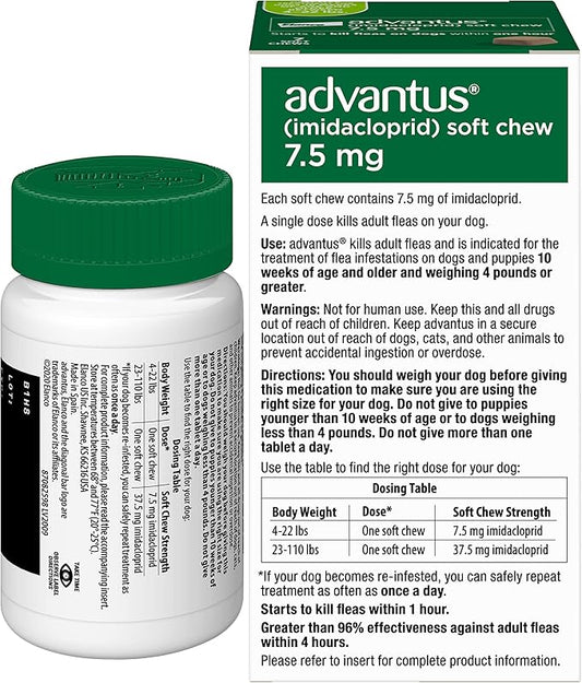 Advantus Dog Fast Acting Oral Flea Treatment Soft Chewable 4 - 22 lbs. | 7 ct.