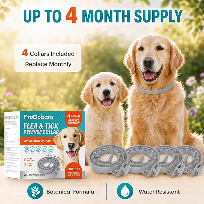 Flea and Tick Prevention Collars for Dogs: Natural Essential Oil Pet Flea Tick Collar Treatment - Break-Away Collars for Extra Large, Medium, Small Dogs, Fleas Ticks Control for Puppies