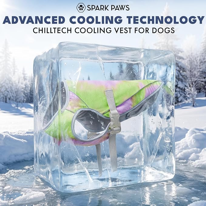 Spark Paws Dog Cooling Vest - SPF 50 UV Sun Protection - Summer Heat Relief Gear for Dogs, Lightweight, Evaporative Cooling - Dog Anxiety Relief Vest During Hot Days - Neon Purple - Size S