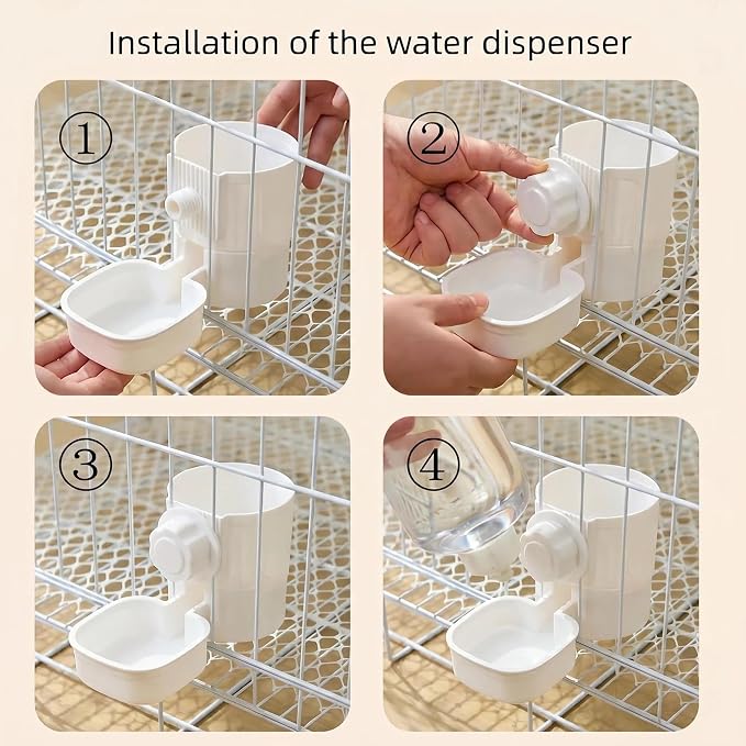 Hanging Automatic Food Water Dispenser,Rabbit Feeder Guinea Pig Water Bottle Food Feeder for Ferret Guinea Pig Rabbit Bunny Cage Accessories (White)