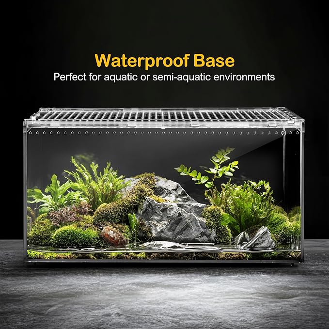 Reptile PC Tank,Escape Proof Magnetic Lid Tarantula Enclosure Small | Easy Clean Seamless Base Hermit Crab Habitat,Stackable Isopod Terrarium,Cross Ventilation Spider Starter Cage,Frog Container