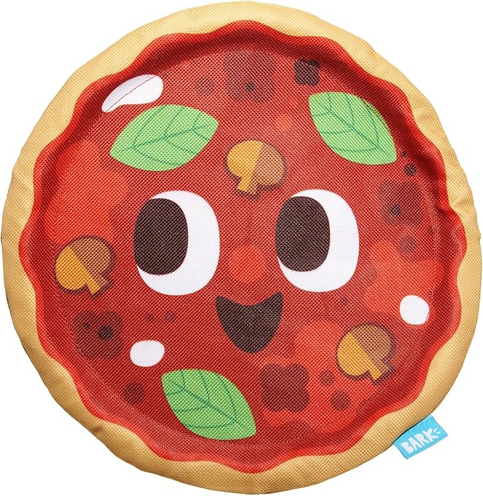 Barkbox Signore Pizza Face Dog Toy | Fluff-Free Crinkle Pizza Toy with T-Shirt Rope | Durable Dog Toys Dogs & Puppy Essentials