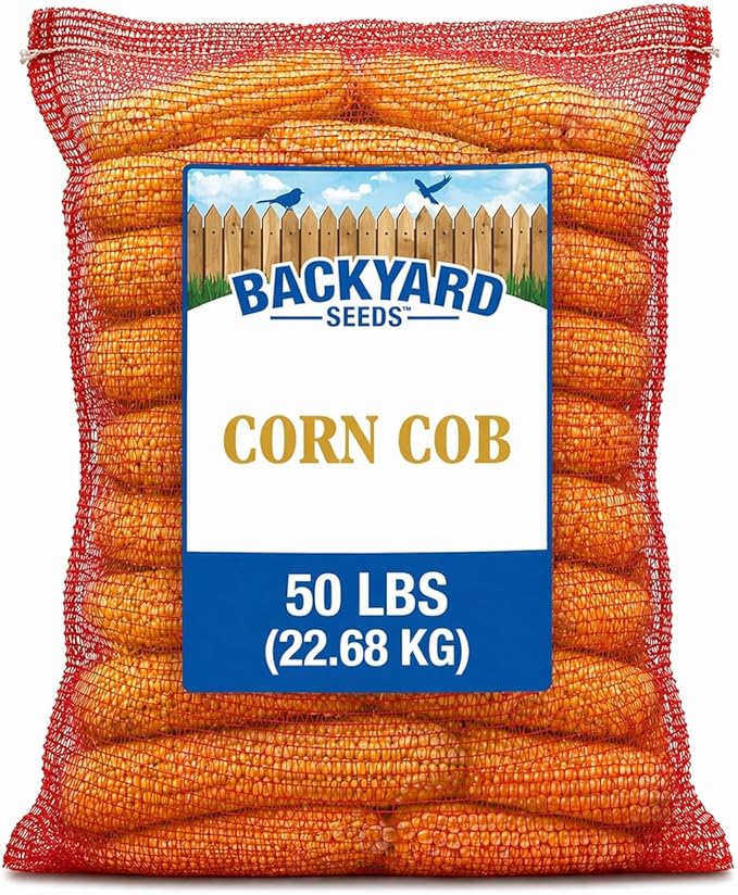 CountryMax Backyard Seeds Corn - High-Energy Animal Feed for Chickens, Squirrels, Deer & Wild Birds, Ground Feeding, High Protein - Corn Cob - 50 lbs