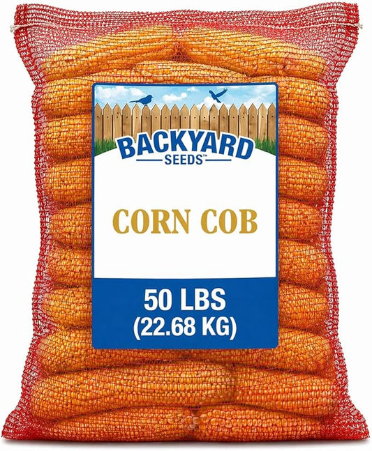 CountryMax Backyard Seeds Corn - High-Energy Animal Feed for Chickens, Squirrels, Deer & Wild Birds, Ground Feeding, High Protein - Corn Cob - 50 lbs