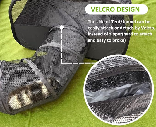 Guinea Pigs Playpen with Surround Tunnel,Pop Open Tent with Tube for Dwarf Rabbits,Chinchilla,Ferret and Other Small Animals to Run and Exercise Indoor or Outdoor (Playpen with Tunnel)
