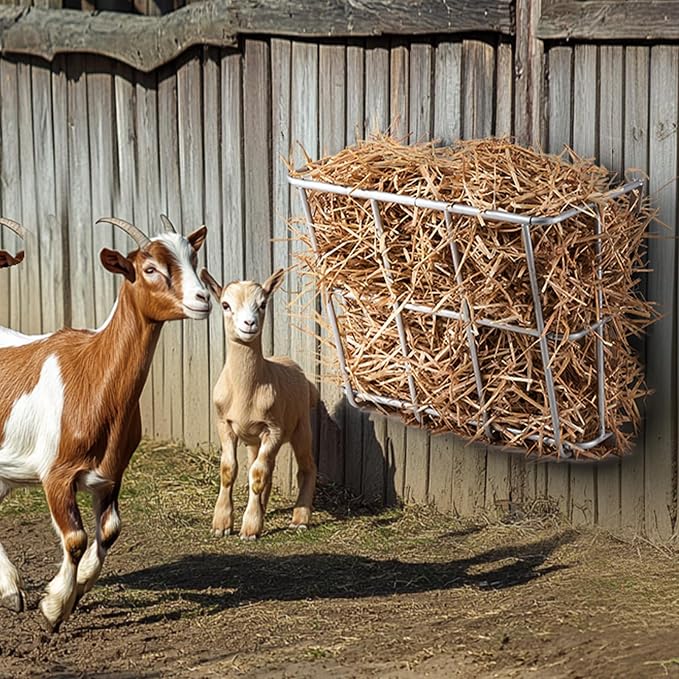 VEVOR Livestock Feeder, 18.5 Gallons Large Capacity, Heavy-Duty Steel Goat Hay Rack, 24.4" Long Wall Mounted Horse Hay Holder, Multiple Sided Feeding Rack for Sheep Farm Livestock Indoor Outdoor