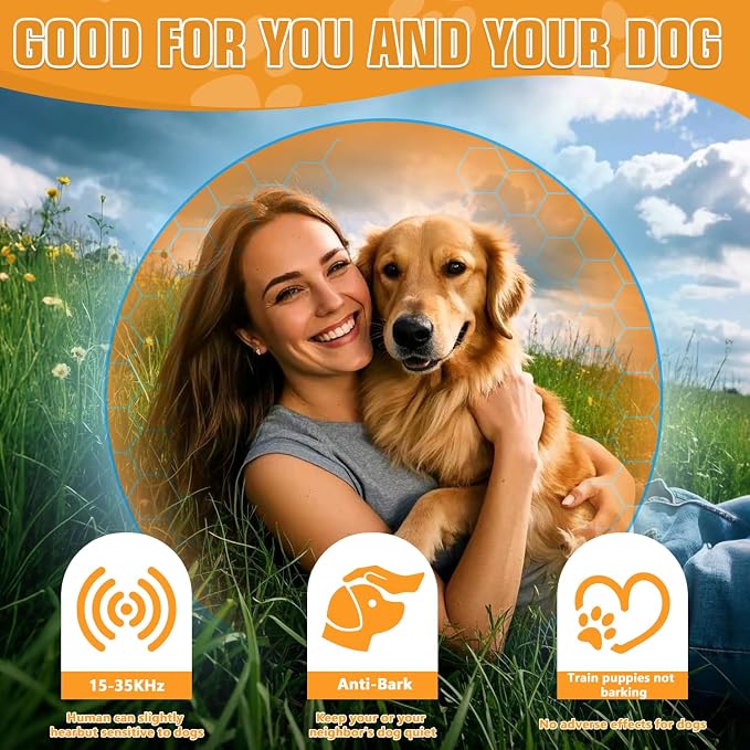 Tetra Dog Bark Deterrent Devices,Ultrasonic Anti Barking Device for Dogs, Rechargeable Barking Control Devices with Sensor & 60ft Remote Control, Adjustable Bark Stopper Indoor Outdoor