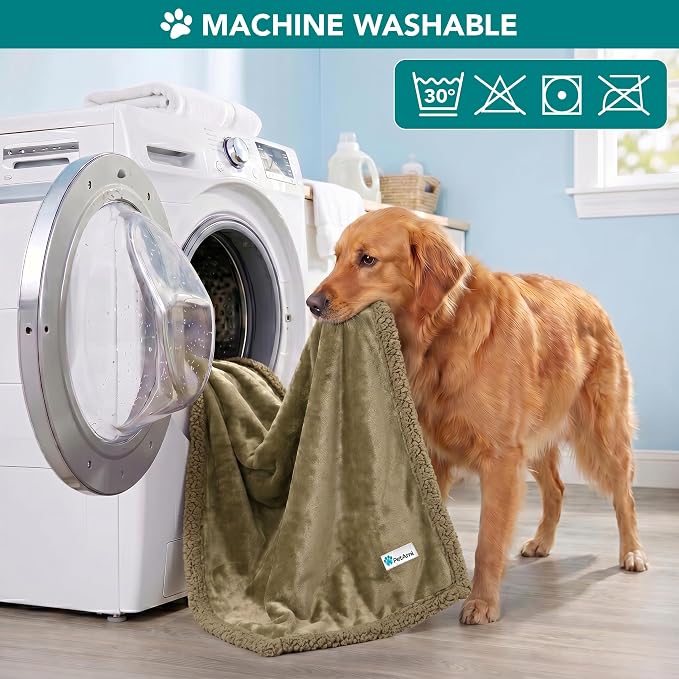 PetAmi Dog Blanket for Medium Large Dogs and Pets, Soft Sherpa Fleece Pet Blanket Throw for Cats Puppies, Reversible Plush Couch Cover Protector Sofa Bed Car Seat, Machine Washable, 80x60, Solid Taupe