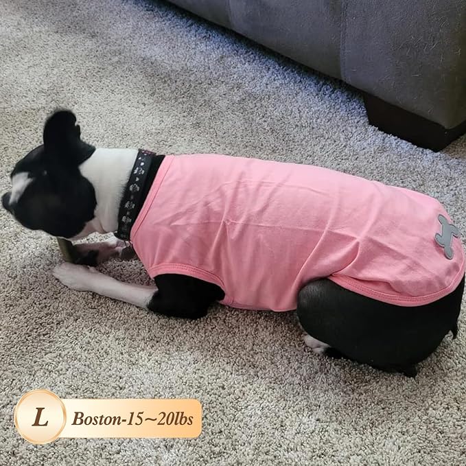 KYEESE 2Pack Dog Shirt, Soft Striped Dogs T Shirts, Lightweight Pet Tank Top, Sleeveless Dog Shirt for Small Dogs, Stretchy Comfortable Pet Vest, Pink, Large