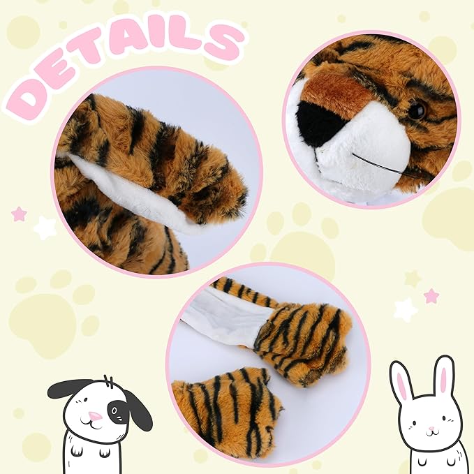 Bubblepompom Animal Hat with Ears Moving Jumping Pop Up Beating Hat Plush Holiday Cosplay Dress Up Funny Gift for Kids