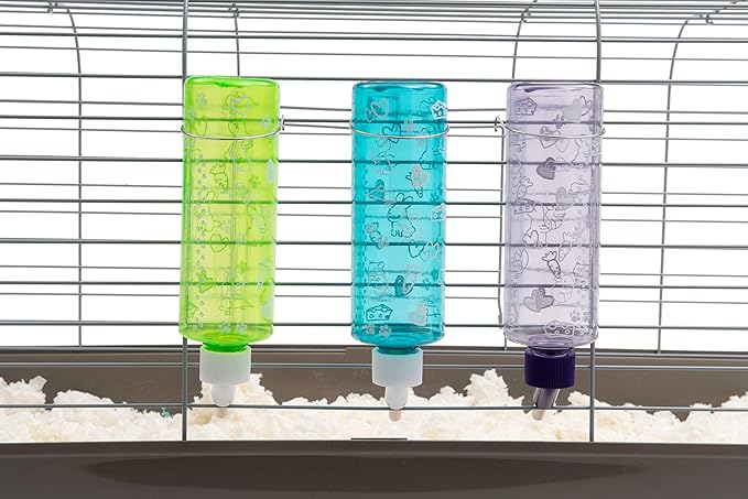Lixit® Critter Bright Water Bottles for Hamsters, Rabbits, Chinchillas, Ferrets, Guinea Pigs and Other Small Animals - Made in USA (Blue (Pack of 1), 16 Ounce)
