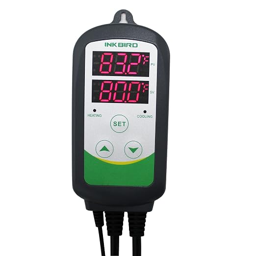 Inkbird Dual Stage Temperature Controller Heating and Cooling with AC 100 to 240V ITC-308S and NTC Probe for Grow Room Fermentation Fridge Brewing