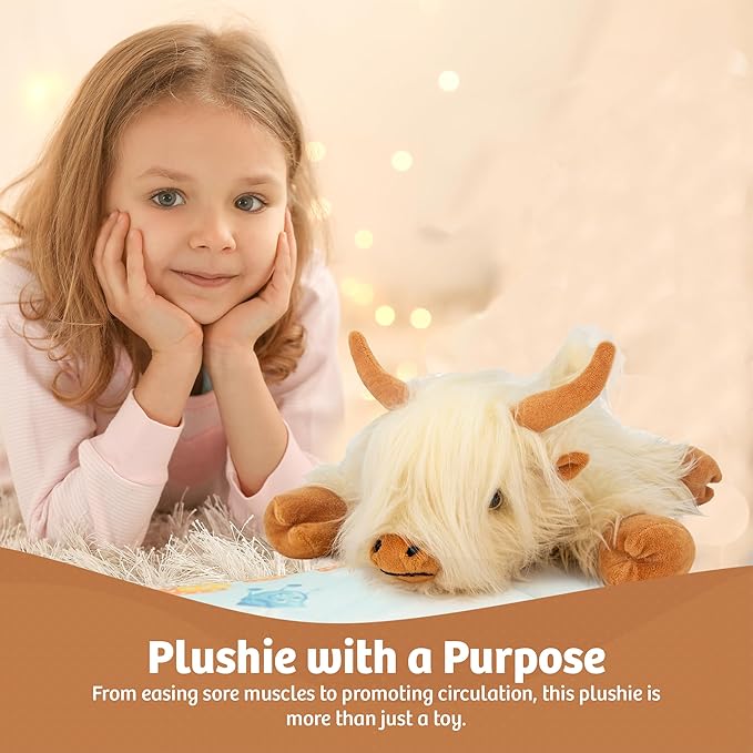 Marysun Microwavable Highland Cow Stuffed Animal Toy - Weighted Heating Pad Stuffed Animal Gift for Girls and Kids, 9.8in, 1.65lb