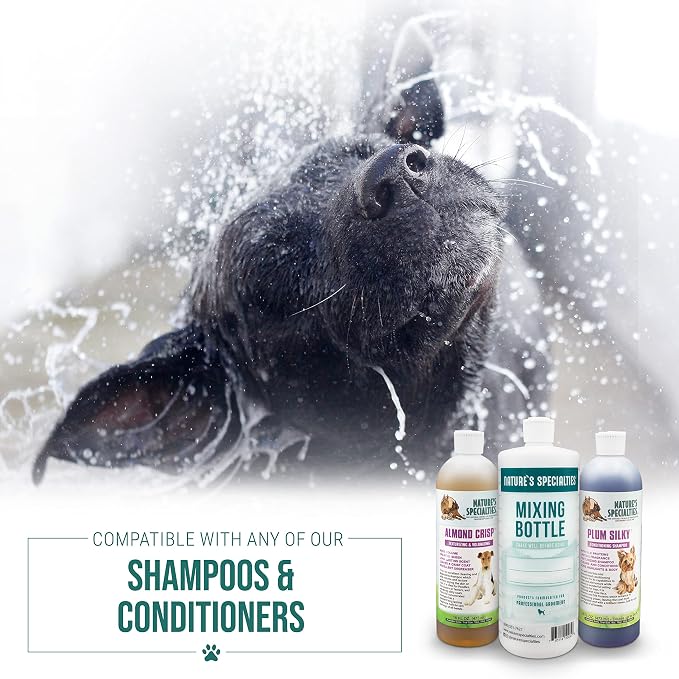 Nature's Specialties Mixing Bottle for Concentrated Dog Shampoo, Natural Choice for Professional Pet Groomers, Easy to Read Measurements, Made in USA, 32oz
