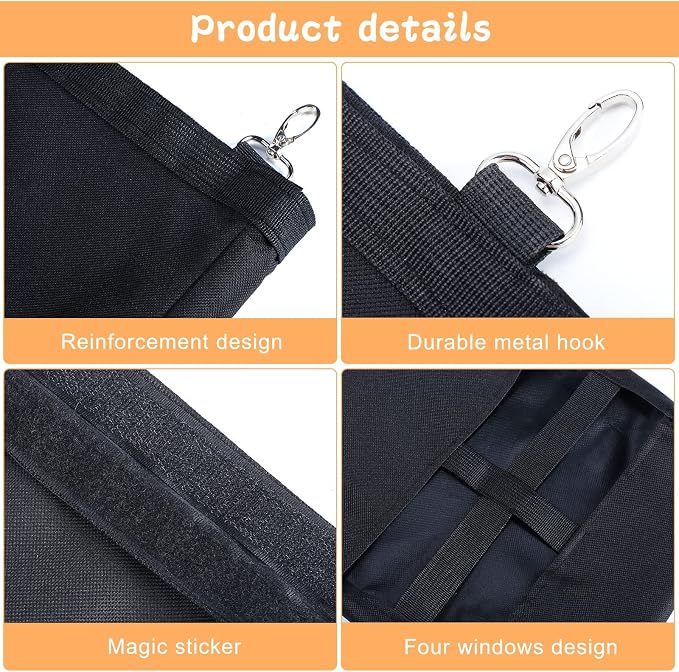 Frienda 2 Pcs Guinea Pig Hay Bag 11 x 9.1 Inch Guinea Pig Hanging Hay Feeding Bag Storage Dispenser for Chinchilla Hamster Bunny Small Animal Pet(Black)