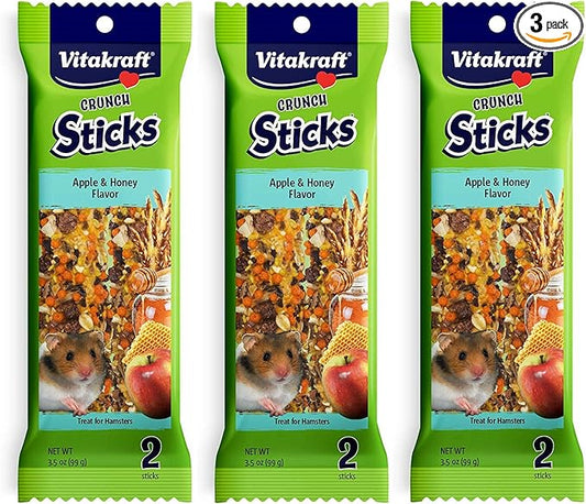 Vitakraft 3 Pack of Hamster Treat Crunch Sticks, 2 Sticks Each, Apple and Honey Flavor