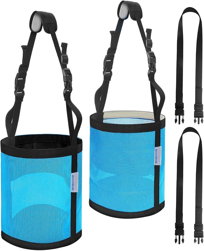 Horse Feed Bag Pack of 2 (Reinforced Bottom Edging), Feed Bags for Horses with Ventilation Mesh, Comfort Nose Pad Neck Pad, Adjustable Strap, Spill Proof Design for Feeding Grain, Supplements