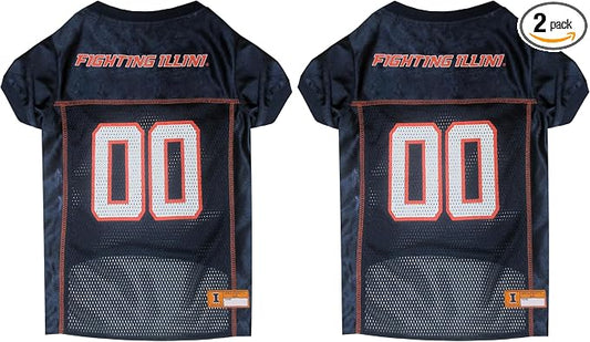 NCAA College Illinois Fighting Illini Mesh Jersey for Dogs & Cats, Medium. Licensed Big Dog Jersey with Your Favorite Football/Basketball College Team (Pack of 2)