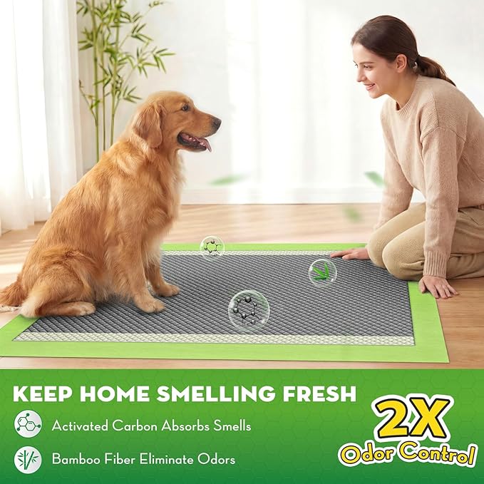 CROCI Dog Pads Extra Large, 30"x36" XXL Puppy Pads, 2X Odor-Control with Charcoal & Bamboo Material, 4-Corner Adhesive Tabs, Super Absorbent & Leak-Proof (30 Counts)