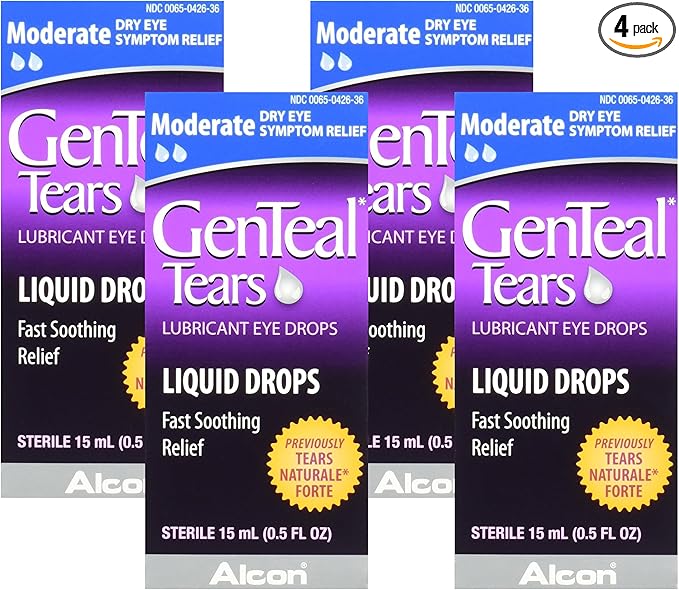 Genteal Tears Moderate Eye Drops, 0.507 Fluid Ounce (Pack of 4)