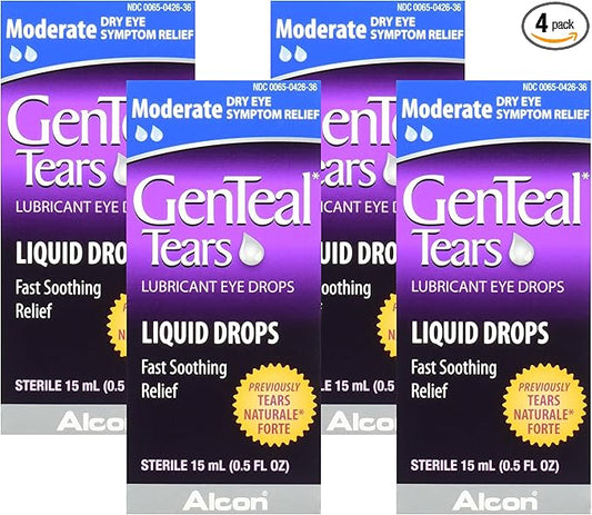 Genteal Tears Moderate Eye Drops, 0.507 Fluid Ounce (Pack of 4)