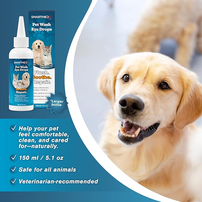 Pet Eye Wash Drops for All Animals – Large 5.1 fl oz Hypochlorous Acid Eye Cleanser, Gently Flushes & Soothes Irritated Eyes, Helps Remove Tear Stains, Safe & Non-Toxic (2)