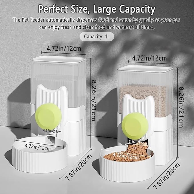 kathson Hanging Automatic Pet Food and Water Dispenser,Gravity Auto Rabbit Feeder for Cage,Guinea Pig Feeder and Waterer Set,Cat Food Bowl Dog Feeding Station for Bunny,Ferret,Chinchilla (Green)