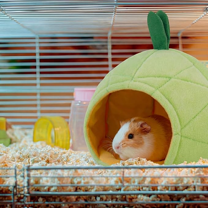 Jetec 2 Pcs Hamster Hammock Soft Bed Small Pet Animals Hamster Hanging House Cage Nest for Guinea Pig Rat Chinchilla Sleep and Play, Banana and Pineapple (Green)