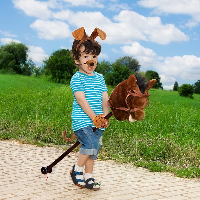 Syhood Puppy Dog Costume Set Ears Headband Bowtie Nose Tail Paw Gloves Accessories for Carnival