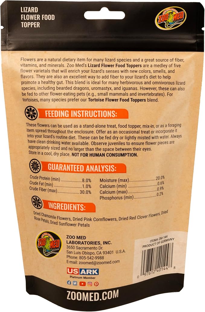 Zoo Med Flower Food Topper - Lizard - 1.4 oz, Assorted