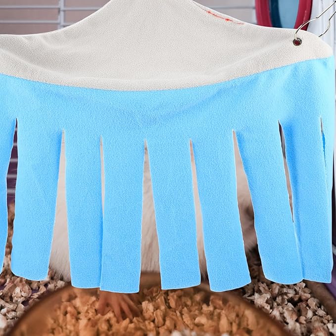 DOITOOL Small Animal Corner Hideaway Tent with Hammock, Light Blue Soft Fabric Guinea Pig Bed and Hamster Sleeping Shelter for Rabbits and Small Animals