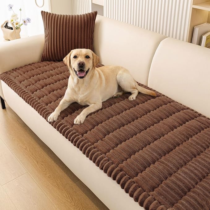 Smiry Couch Cover for Dogs, Non Slip Washable Sofa Protector for Pets, Soft Furniture Cover for Pet, Stylish Sofa Covers, Cozy Protect Against Fur, Dirt & Everyday Messes (Brown, 27.6" x 82.7")