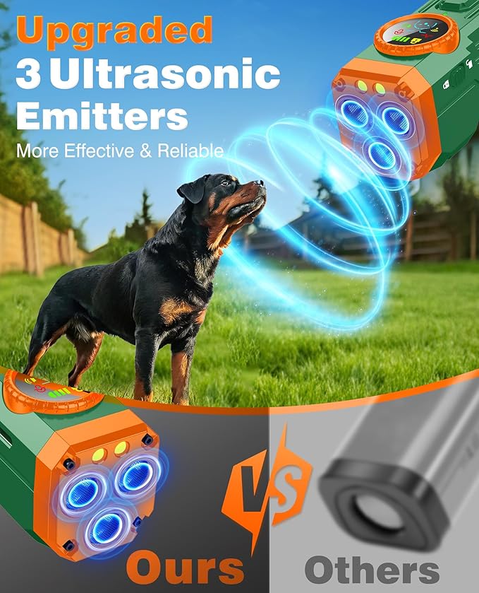 2026 Upgraded Smart Display Anti Barking Device for Dogs, 3X Dog Bark Deterrent Devices Bark Control with Screen & Flashlight, Rechargeable Dog Barking Silencer Portable for Indoor & Outdoor Use