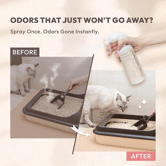 Unscented Pet Odor Eliminator Spray for Home - Dog & Cat Odor Remover - Urine, Litter Box & Carpet Deodorizer | Non-Toxic, Fragrance-Free, Pet-Safe Air Freshener | No Enzymes, No Masking (10.1 Fl Oz)