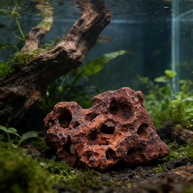 M2cbridge Large Aquarium Resin Holey Rock Decorations Hideouts Mountain Hideaway Caves Aquascaping (Color B)