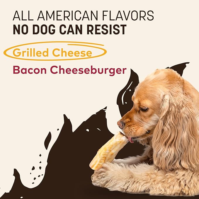 Earth Animal No Hide Chews - from The Grill Rolls Grilled Cheese Vegetarian Flavor Rawhide Free Small Dog Chews - 6 Count