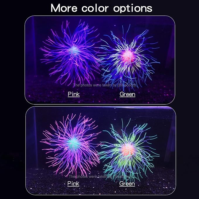 Soft Silica Gel Moves Naturally with Water Flow, Aquarium Decorations Glow in The Dark, Glowing Coral Ornaments for Fish Tank Decorations (Green, Fireworks)